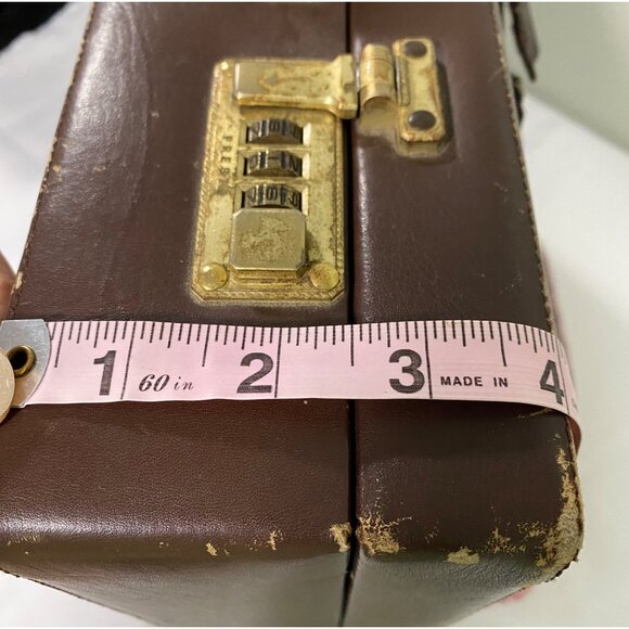 Vintage LAND Leather Briefcase 4” wide with brass combination locks - Picture 13 of 16